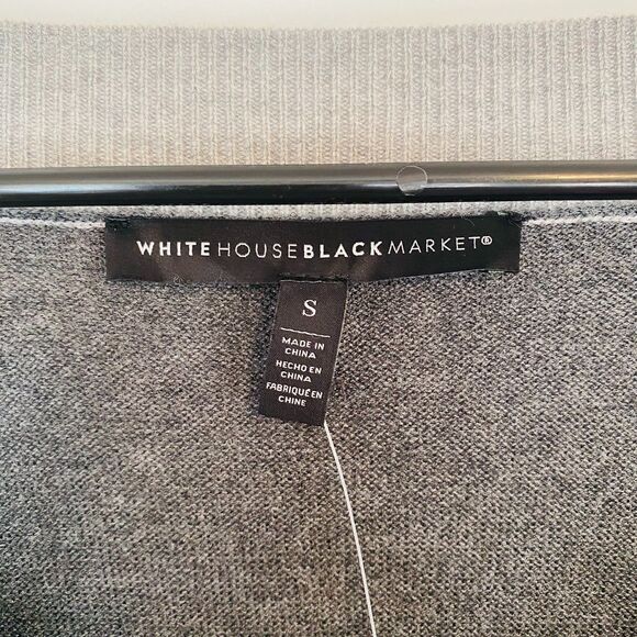 NWT WHITE HOUSE BLACK MARKET LS Vink Gray.Colorblock Tunic Sweater V-Neck Size S - Picture 9 of 10